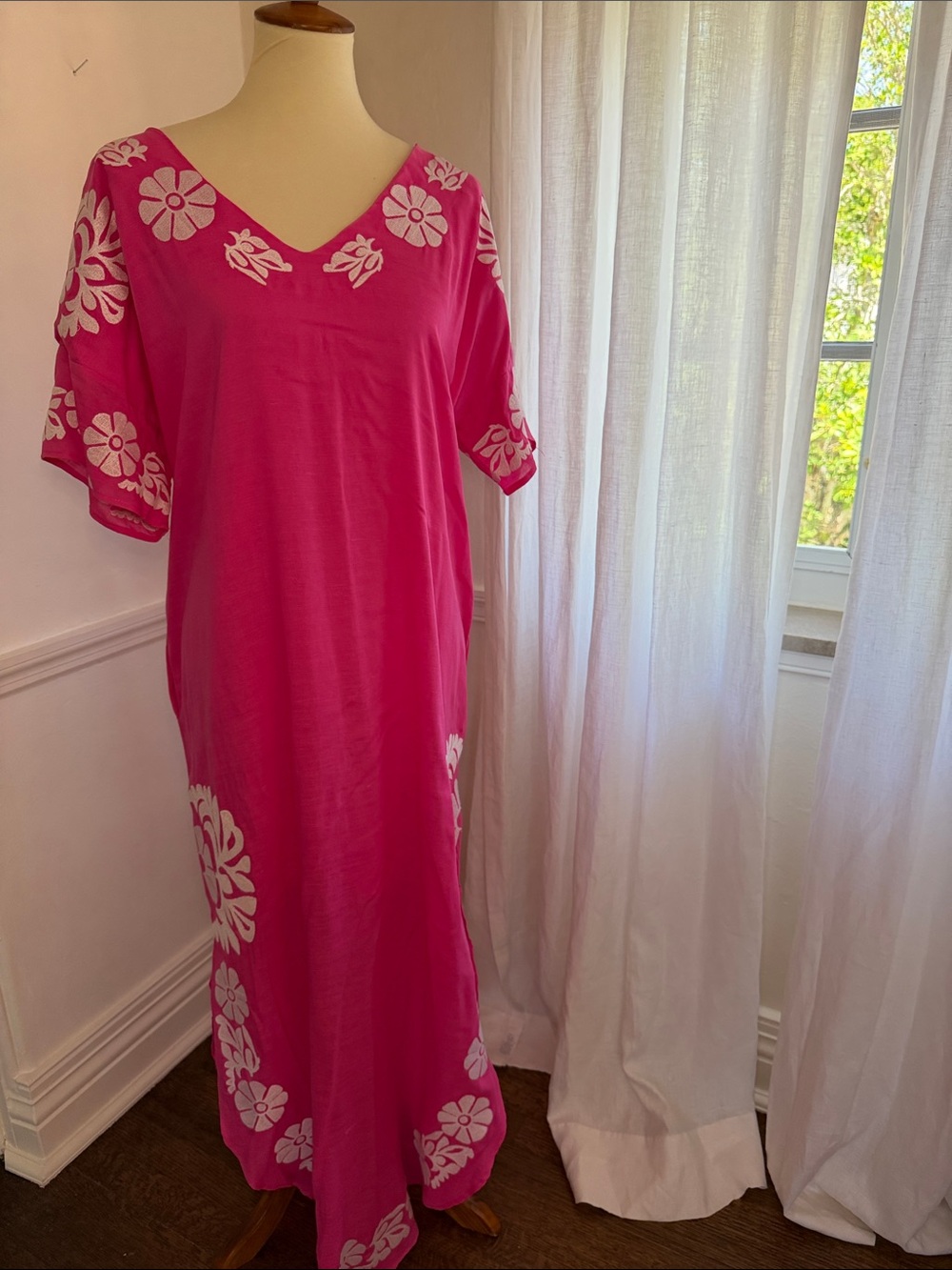 Bright Pink Floral Maxi Dress - Brand: